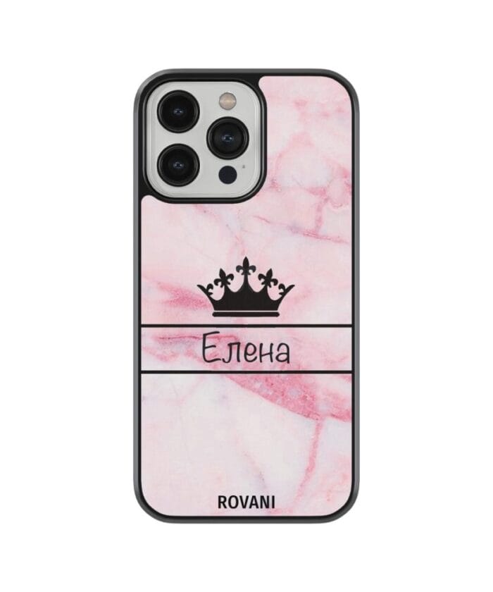 Розов мраморен калъф с персонализирано име