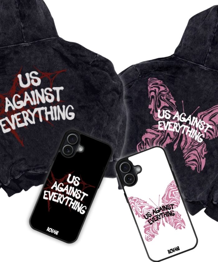Комплект худита и Кейсове за телефон "Us against Everything"
